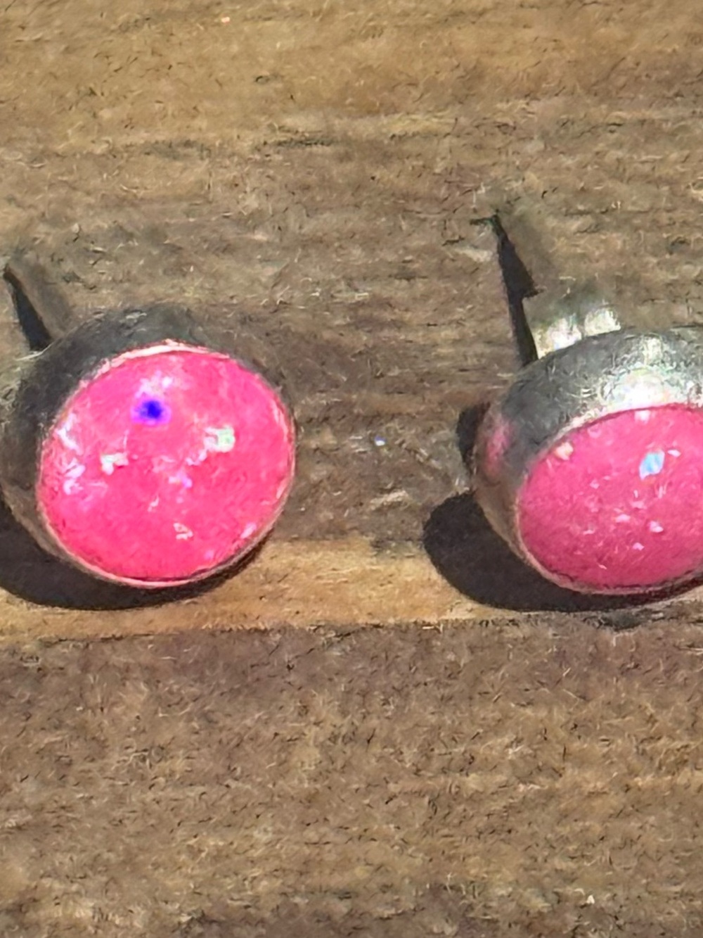 Hot pink opal Round Stud Earrings